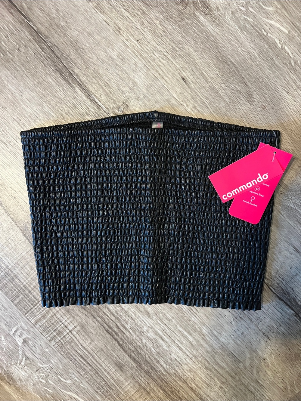 New Commando Faux-Leather Smocked Layering Tube Top Size S/M BLACK